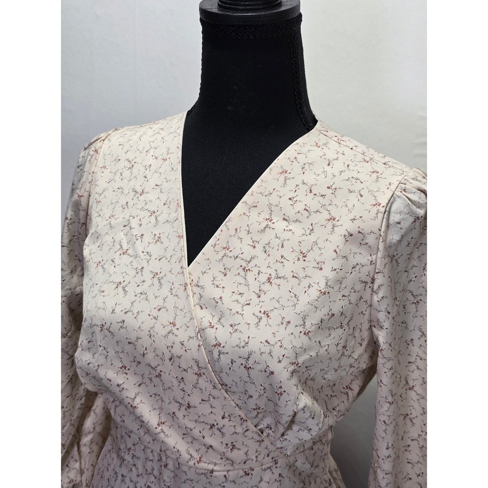 NWT Afternoon Womens Midi Dress Small Cream Floral Cottagecore Prairie floral - Picture 2 of 15